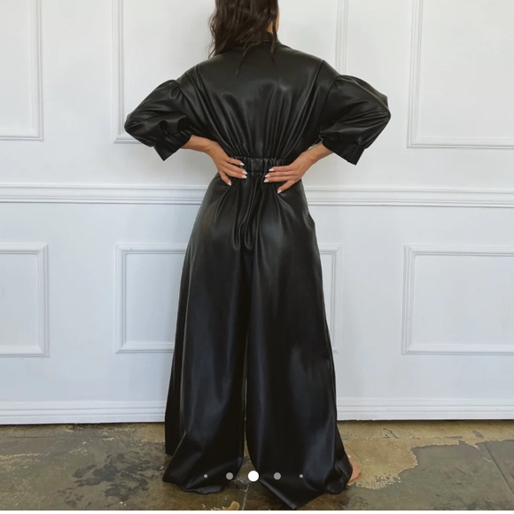 B. Freedom Brown Vegan Leather Sloan Jumpsuit, Women’s Size Medium, NWT - Picture 3 of 15